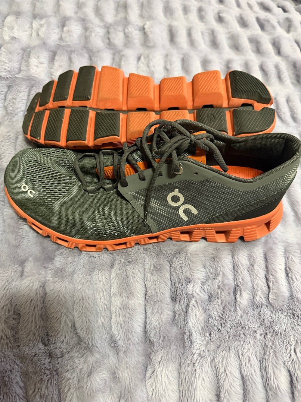 On Cloud Running Shoes in Dark Gray and Orange